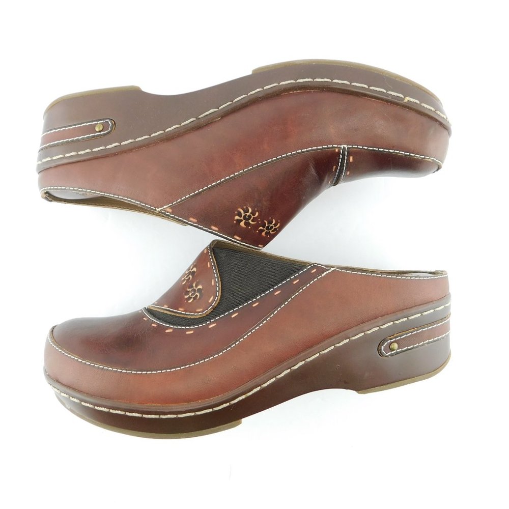 Unworn SPRING STEP L'Artiste Brown Leather Mules 40 - Picture 5 of 10